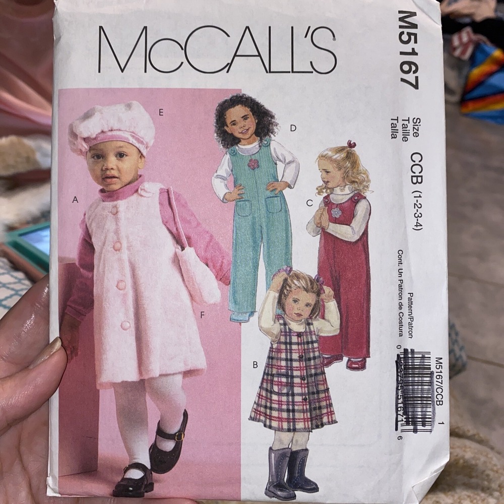 2006 McCall's Girls Sewing Pattern 5167 Size 1-4 Uncut Dress Jumper Romper Hat